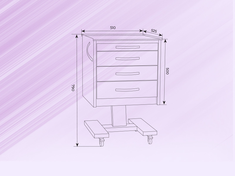 Тумба подкатная с 4 ящиками стоматологическая